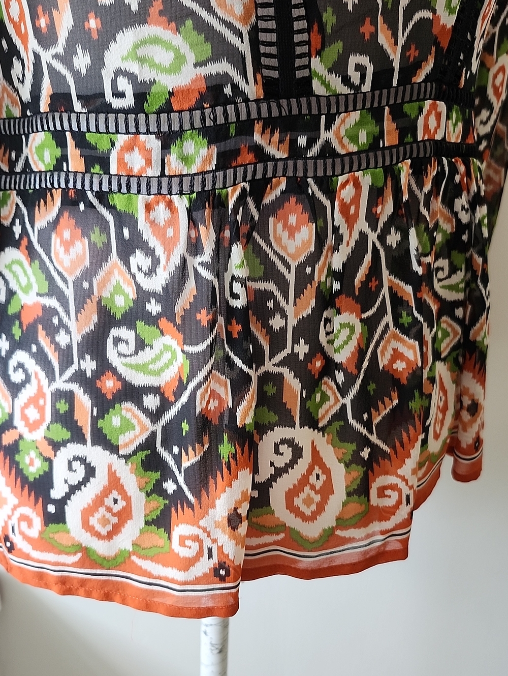 Veronica Beard Cabo Silk Peplum top Blouse Size 4 Fall Colors - Picture 3 of 8